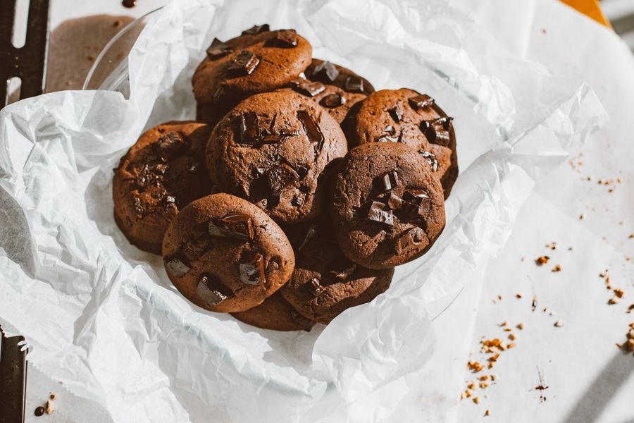 Freshly baked chocolate cookies